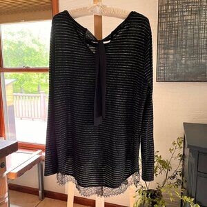 Lauren Conrad Black and Metallic Striped Lightweight Sweater